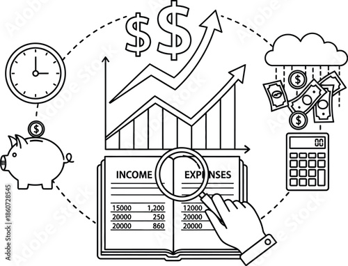 set of hand drawn business icons
