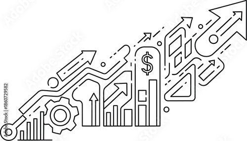 Startup and Innovation Business Line Icons Vector on Transparent Background