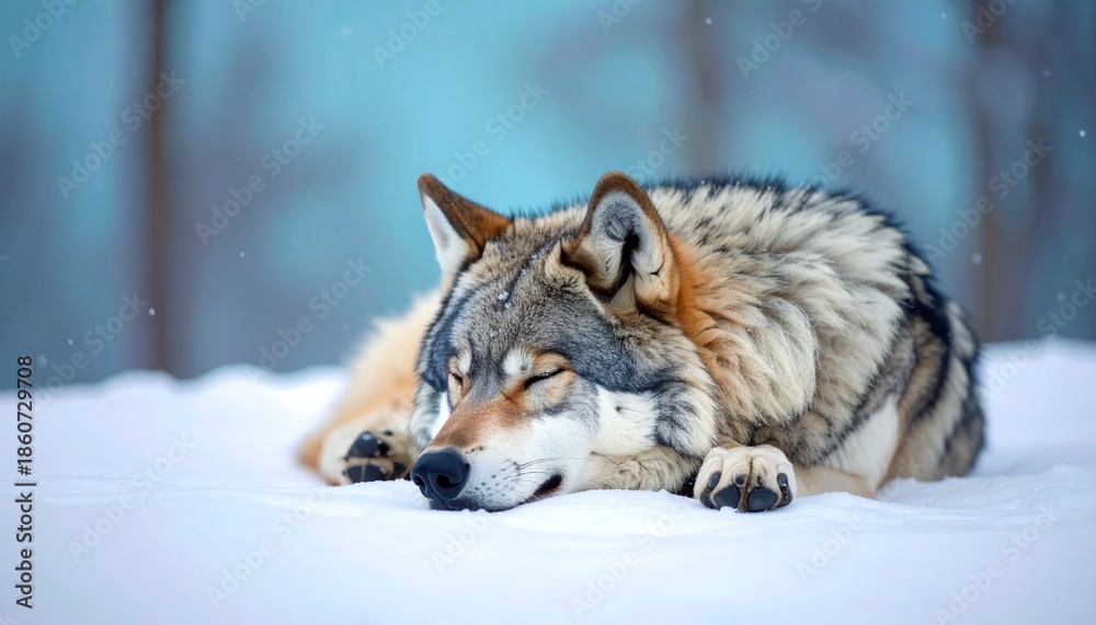 Naklejka premium 寝ている狼