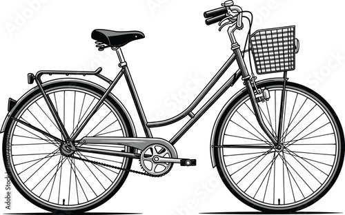 Bicycle with basket and luggage rack bike wheels