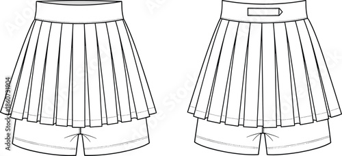 Black and white of two pleated skirt fashion clothing black and white line fashion clothing pattern