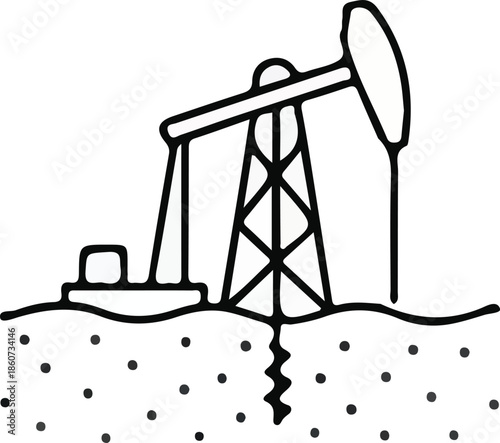 Oil pumpjack doodle illustrating energy production