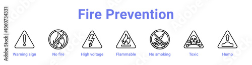 Fire Prevention Icon Banner and Collection
