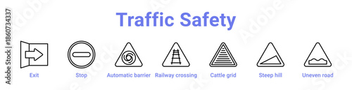 Traffic Safety Icon Banner and Collection