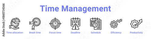 Time Management Icon Banner and Collection