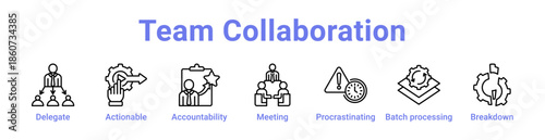 Team Collaboration Icon Banner and Collection