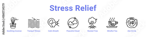Stress Relief Icon Banner and Collection