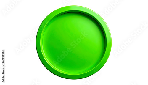 Isolated glossy green circle with a raised rim on a black background