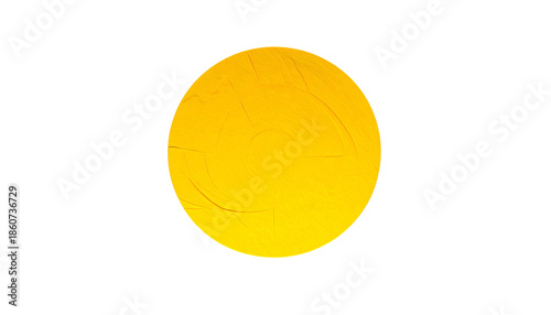 Golden orb with scratched texture, outlined in yellow against a stark black background