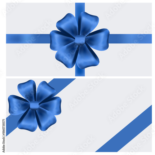 a set of two blue ribbon bows