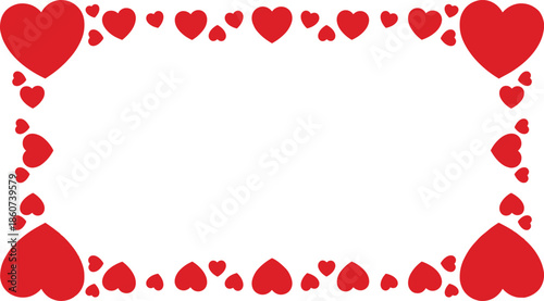 Red heart border frame on white background red hearts valentines day love
