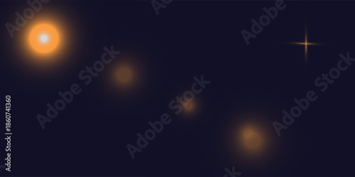 Sun lens flare on black background