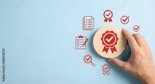 quality control checklist with hand approval