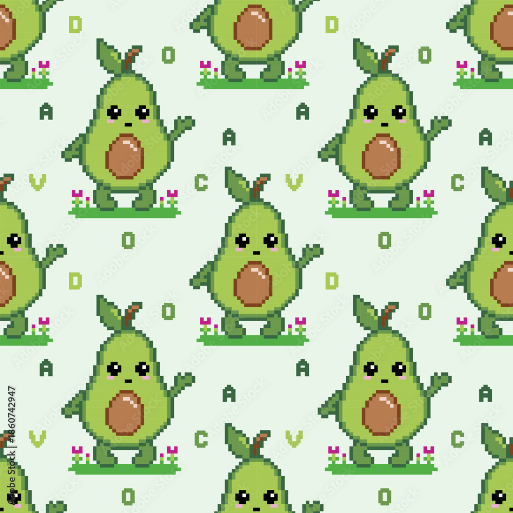 Obraz premium Fruit pattern in geometric shapes, seamless design, suitable for fabric, clothing, backgrounds, decoration, wallpaper, and ceramics.