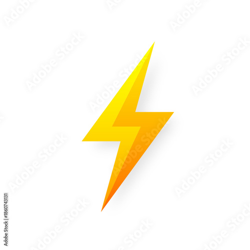 Lightning bolt icon isolated on white background. Vintage flash symbol, thunderbolt with grunge texture. Simple lightning strike sign. Vector illustration