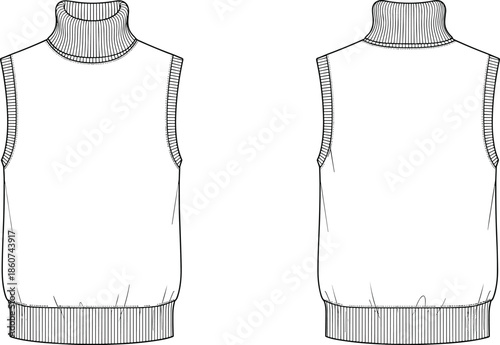 Technical of two sleeveless turtleneck sweaters technical sleeveless sweater fashion clothing garment pattern