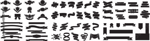 Collection of heraldic ribbons labels banners scrolls and badges elements for retro designs isolated on transparent background vector shapes