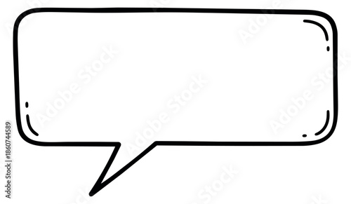 Hand drawn line art illustration of a speech bubble depicting a blank message for communication design