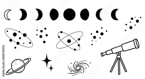 Cosmic Wonders Celestial Objects and Astronomical Instruments Collection.