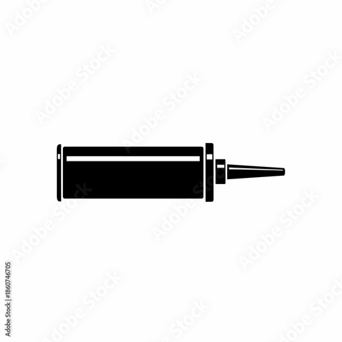 Black Caulking Gun Silhouette on White.