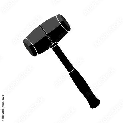Black Gavel with Handle Illustration.