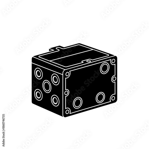 Black Hydraulic Valve Block Illustration.