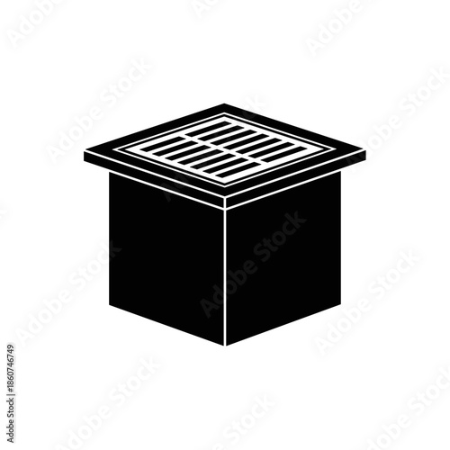 Black Manhole Cover Illustration on White.