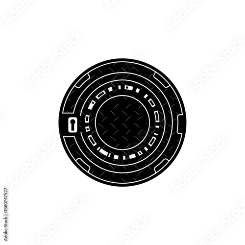 Black Poker Chip with White Details.