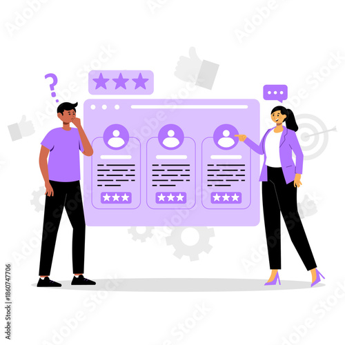 Customer Feedback Loop and User Experience Rating Review Concept Illustration