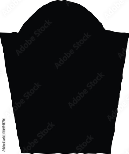 Spooky Black Silhouette of a Cemetery Headstone with an Engraved Cross. Vector Illustration for Halloween, Gothic Memorial, Mourning, Death, and Scary Graveyard Scene Concept Designs.