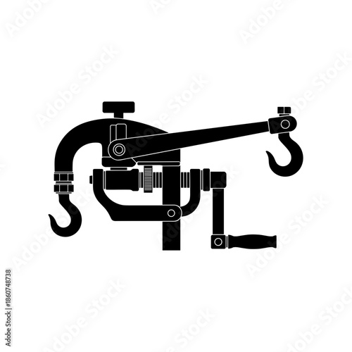 Mechanical Lifting Device with Hooks and Lever.