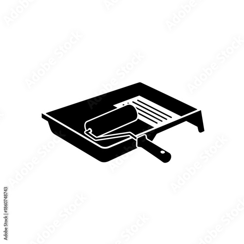 Paint Roller Tray Graphic Illustration Design.