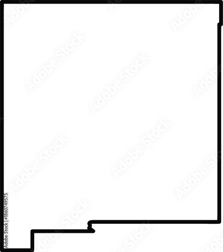 New Mexico State Map Outline Vector Icon, Black and White Geographic Border Shape of American Southwest Region, Simple Minimalist Cartography Design Element for Educational or Travel Projects