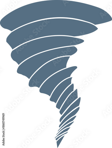 Tornado Swirl Vector Illustration. Blue Gray Whirlwind Icon for Weather Forecasts, Natural Disaster Awareness, and Storm Warning Graphic Design. Abstract Cyclone or Twister Symbol.