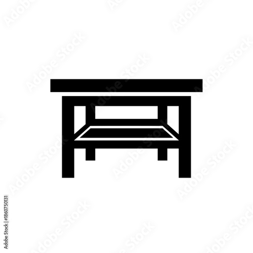 Simple Black Desk with Lower Shelf.