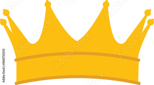 Gold Royal King Crown Vector Icon for Queen or Princess Leadership Symbols, Flat Yellow Imperial Tiara Illustration Isolated on White for Luxury Branding, Achievement, and Coronation Designs.