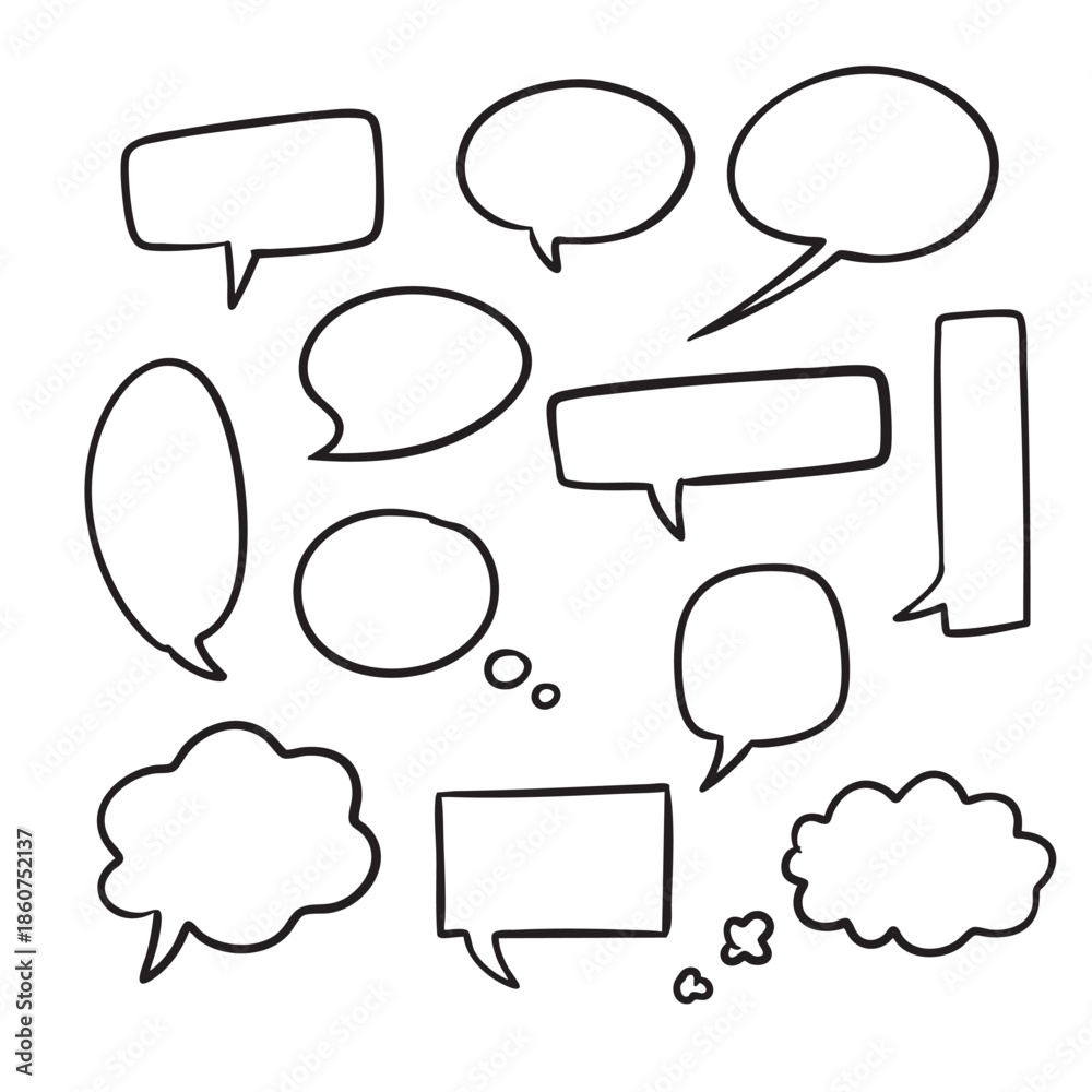 Fototapeta premium Hand Drawn Speech Bubble Doodle Vector
