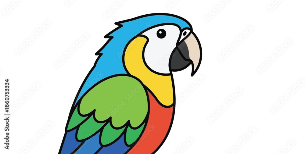 Obraz premium Vibrant parrot on white background colorful tropical bird illustration
