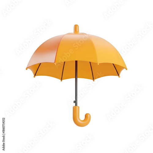 Yellow Compact Umbrella with Curved Handle.