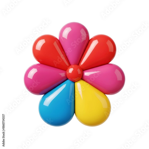 Colorful Plastic Flower Toy on White.