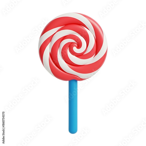 Red and White Swirly Lollipop Candy 1.