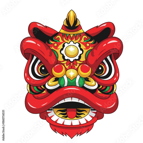 Colorful lion dance mask decoration head.
