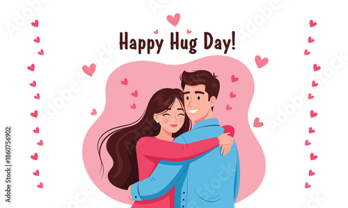 Happy hug day cartoon illustration