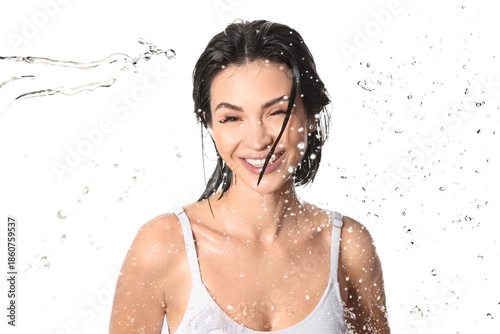 Smiling young woman with wa...