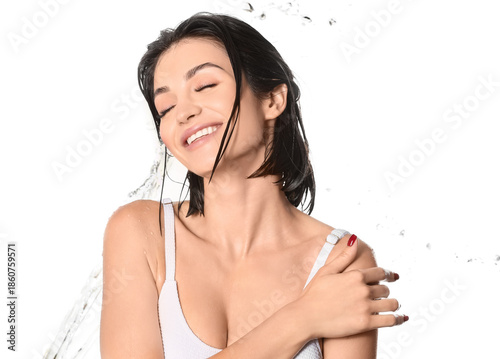 Smiling young woman with wa...