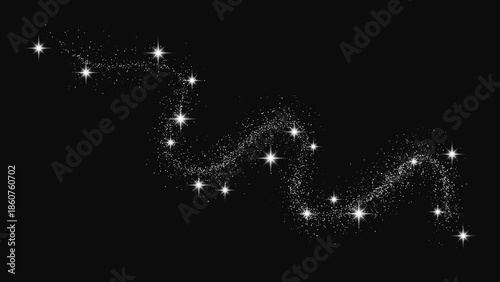 Silver glittering confetti wave and stardust