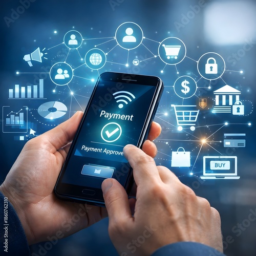 Smartphone displaying successful electronic payment transaction confirmation.