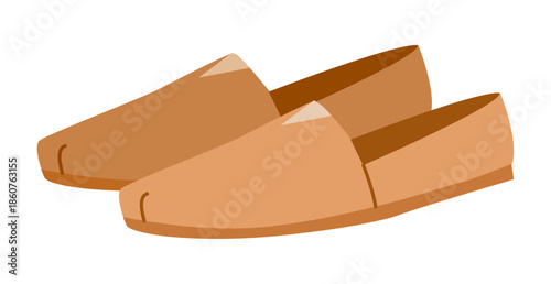 Beige espadrille flat shoe women flat pair. Minimal slip on canvas footwear for travel vacation seaside stroll. Technical fashion illustration CAD mockup vector man unisex isolated contemporary style.