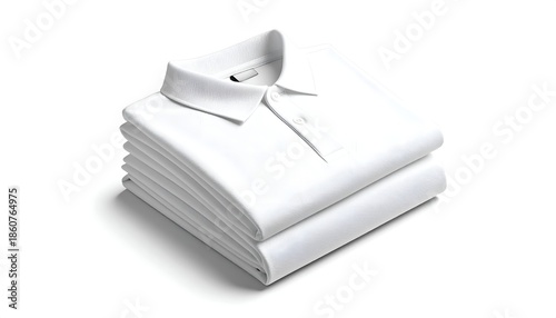 Folded blank polo shirt packaging mockup isolated on white background. Ideal for retail packaging, uniforms, and ecommerce visuals.