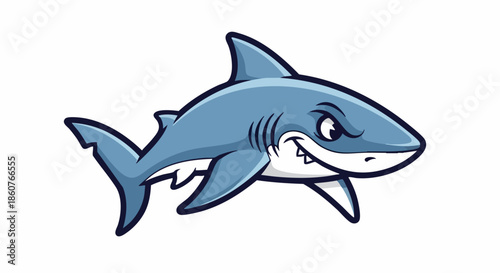 Fierce cartoon shark mascot with a toothy grin.
